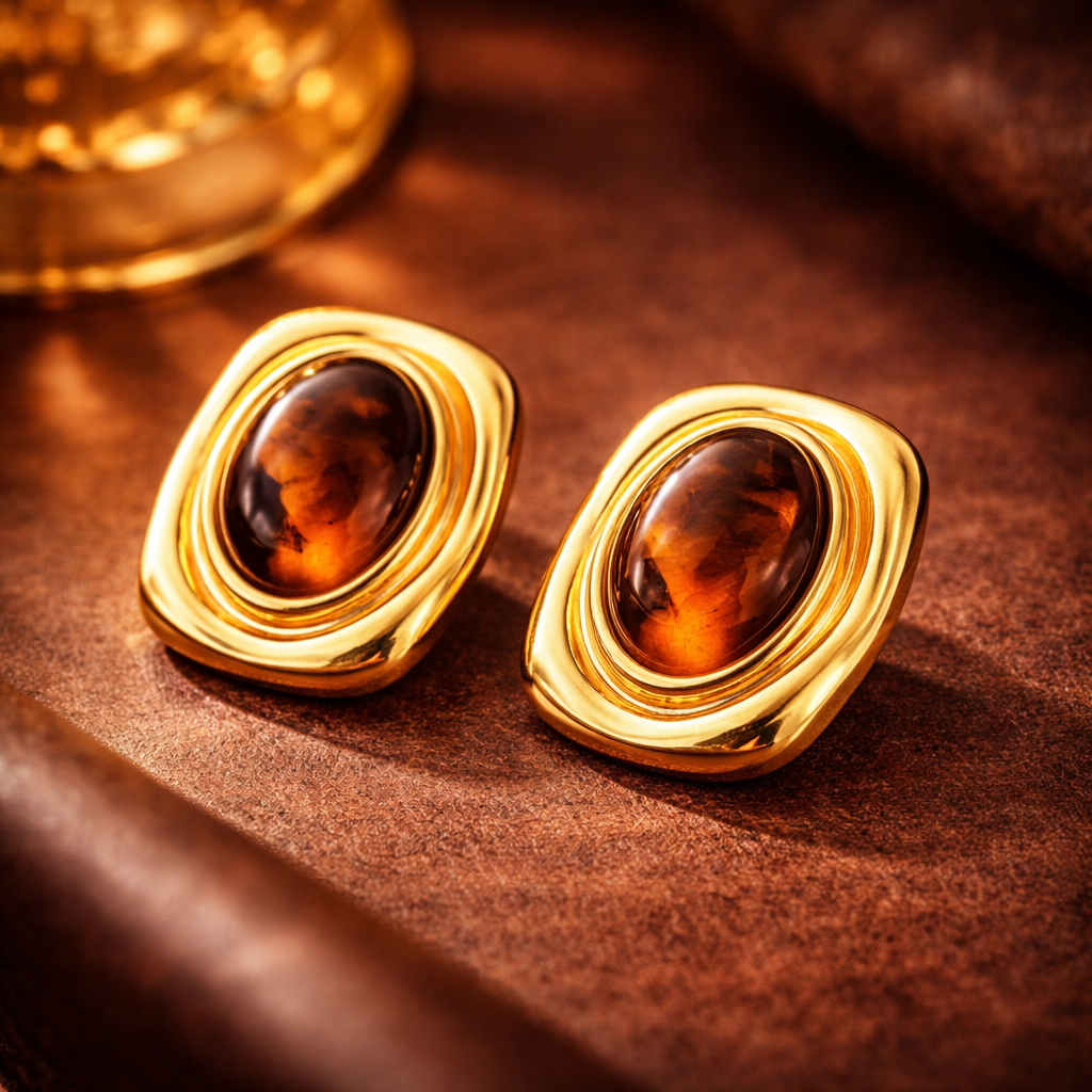 Amber Gold Earrings