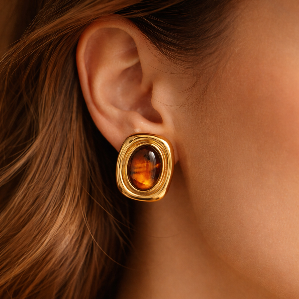 Amber Gold Earrings