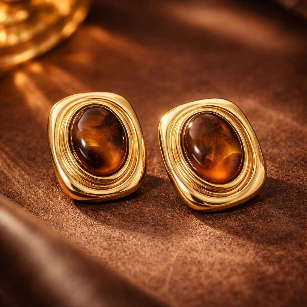 Amber Gold Earrings